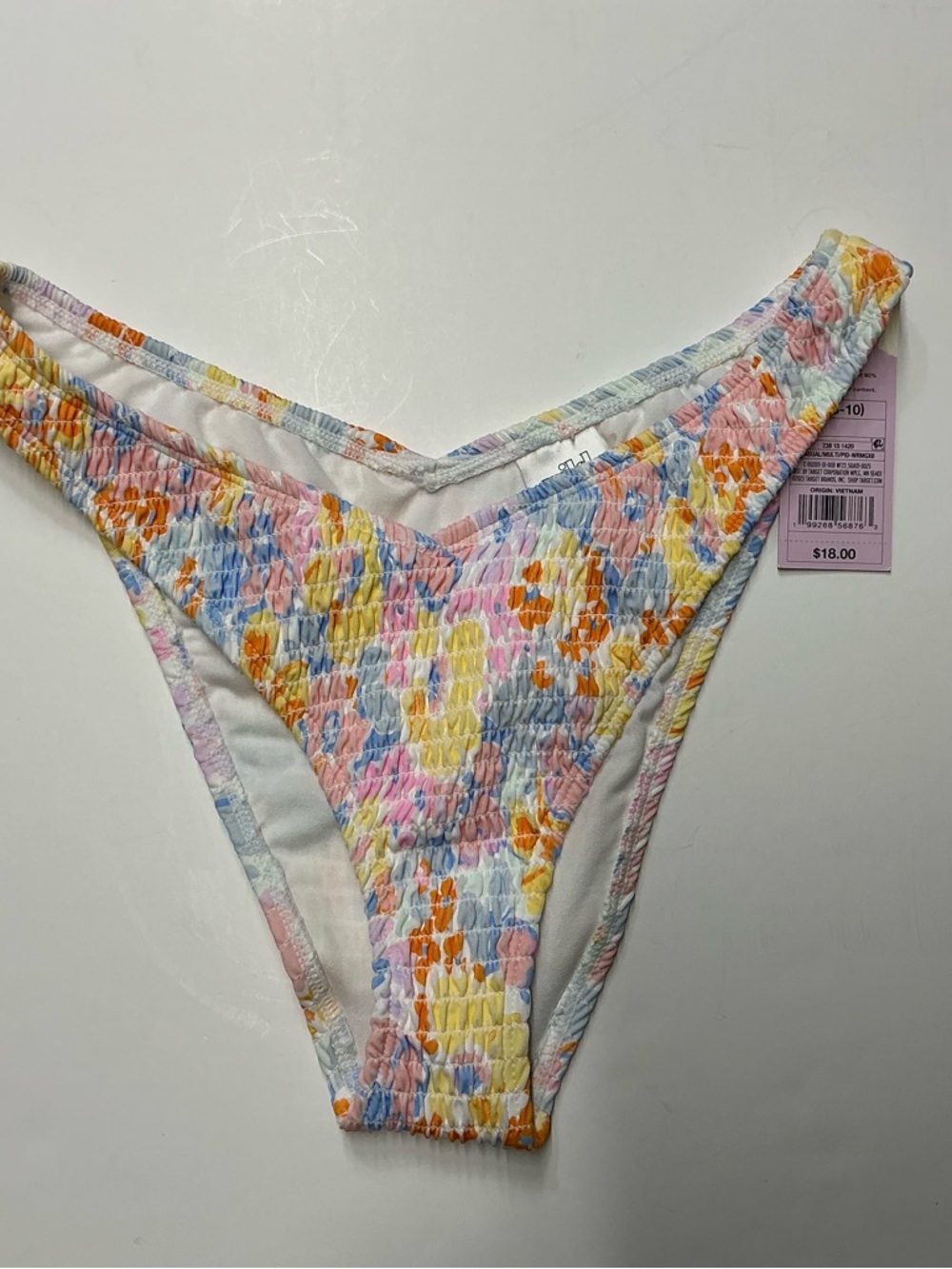 wild fable Pastel Floral Smocked Bikini Bottoms - Pink, Yellow, Blue, Orange